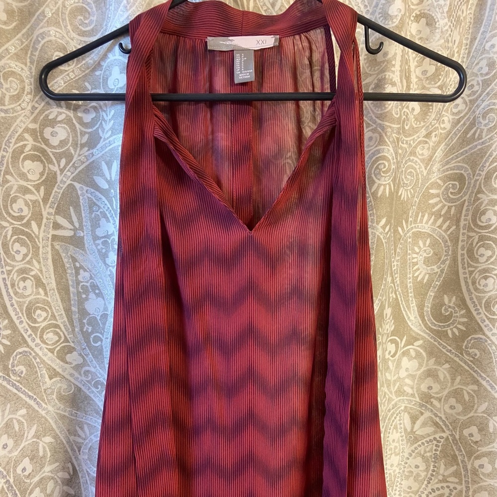 Red and Black Sheer Tank Top